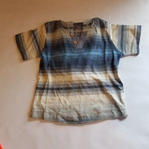 Striped Hooded Short Sleeve Shirt